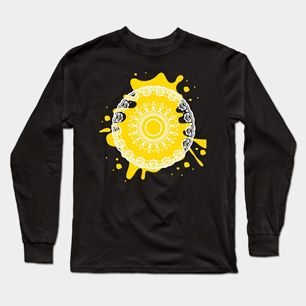 Mandala flower yellow Long Sleeve T-Shirt by Kiyiya Designs